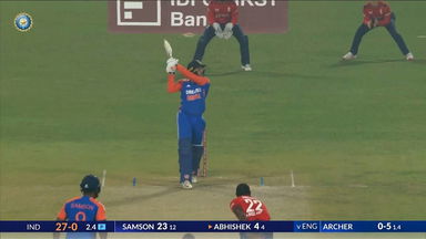 IND vs ENG 2025, 1st T20I: Abhishek Sharma Six