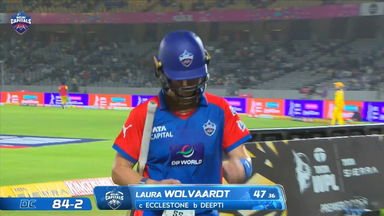 Wicket: Match 20, Delhi Capitals vs UP Warriorz, WPL 2026: Laura Wolvaardt Wicket