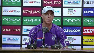CLT20 2014 M16: HOB vs BT  –   Press Conference – Xavier Doherty