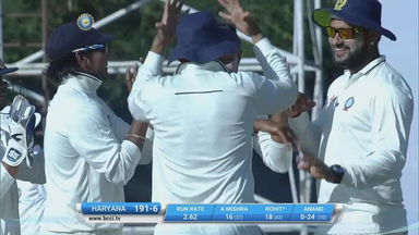 Ranji Trophy QF 4  2016-17:  Haryana  vs Jharkhand - Haryana 1st Innings Fall of Wickets
