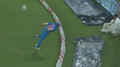 Splendid Rohit Sharma's dual saves at the ropes