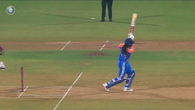 Smashed! Raghvi Bist's first six in international cricket