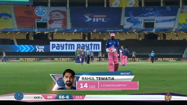 M12: RR vs KKR – Rahul Tewatia Wicket