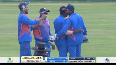 Vijay Hazare Trophy 2021-22, Tripura v Meghalaya: Fall of wickets