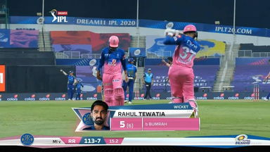 M20: MI vs RR – Rahul Tewatia Wicket