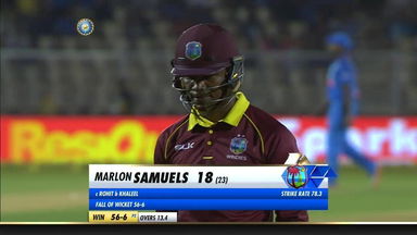 IND vs WI 2018, 4th ODI: Marlon Samuels Wicket