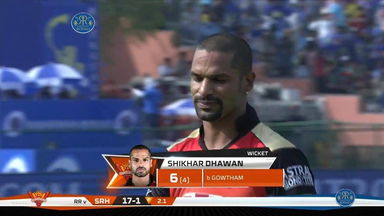 M28: RR vs SRH –  Shikhar Dhawan Wicket