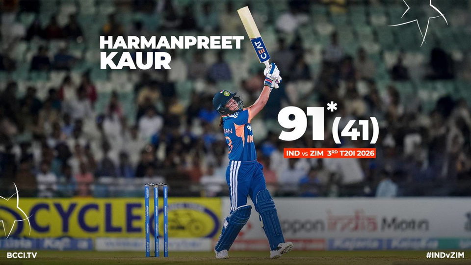 91*(41): Harmanpreet Kaur-nage in Raipur