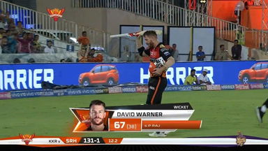 M38: SRH vs KKR – David Warner Wicket