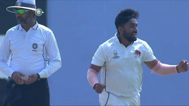 Shams Mulani's twin strikes in an over