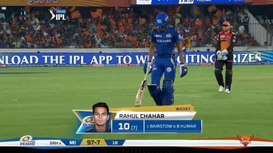 M19: SRH vs MI – Rahul Chahar Wicket