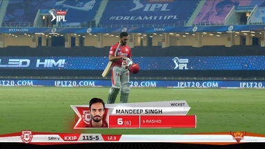 M22: SRH vs KXIP – Mandeep Singh Wicket