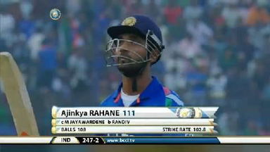 1ST ODI: IND vs SL – Ajinkya Rahane Wicket