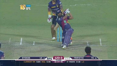 M41: KKR vs RPS   – Rahul Tripathi Six