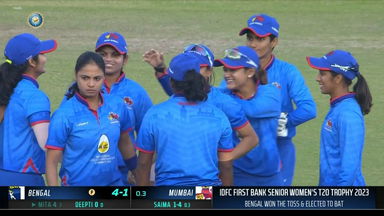 Senior Women's T20 Trophy 2023 SF 2: Mumbai vs Bengal: Fall of Wickets