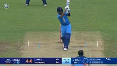 SMAT 2024 SF1, Baroda vs Mumbai: 4, 6, 4 Rahane takes on Meriwala