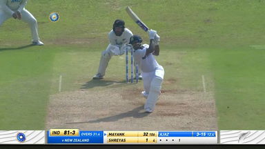 IND vs NZ 2021, 2nd Test, Day 1: Mayank Agarwal Six