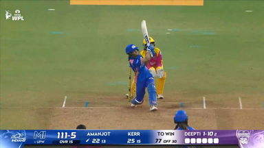 Six: Match 10, UP Warriorz vs Mumbai Indians, WPL 2026: Amanjot Kaur Six