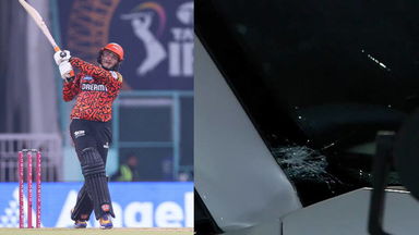 Shattering six! Abhishek sends one through the Windshield