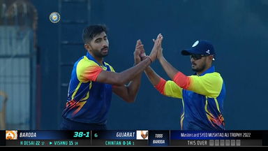 Syed Mushtaq Ali Trophy 2022: 2 in 1: Chintan Gaja's two-wicket over against Baroda