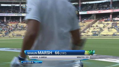 IND vs AUS 2017 - 2nd Test day 2 : Shaun Marsh Wicket