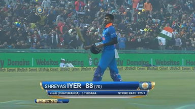 IND vs SL 2017, 2nd ODI: Shreyas Iyer Wicket