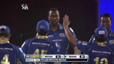 M23: RR vs MI – Shane Watson Wicket