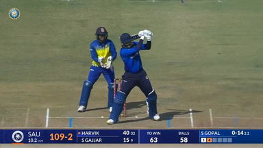 SMAT 2024, Karnataka vs Saurashtra: Harvik Desai's opening act of 60(43)