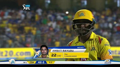 M01: MI vs CSK – Ambati Rayudu Wicket