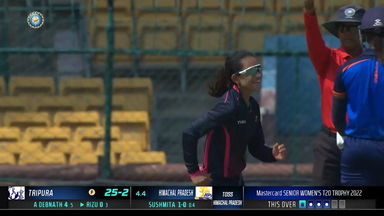 Senior Womens T20 Trophy2022 PQF3 : Sushmita Kumari's double-wicket first over against Tripura