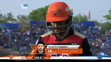 M28: RR vs SRH –  Manish Pandey Wicket