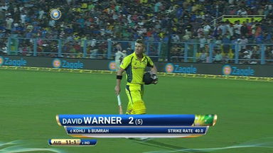 IND vs AUS 2017, 2nd T20I: David Warner Wicket