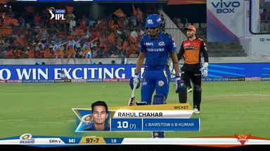 M19: SRH vs MI – Rahul Chahar Wicket
