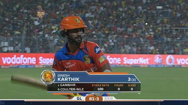 M23: KKR vs GL  – Dinesh Karthik Wicket