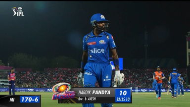 M38: RR vs MI – Hardik Pandya Wicket