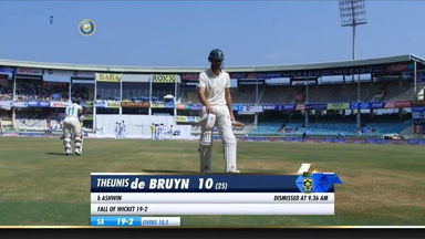 IND vs SA 2019, 1st Test, Day 5: Theunis de Bruyn Wicket