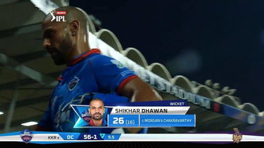 M16: DC vs KKR – Shikhar Dhawan Wicket