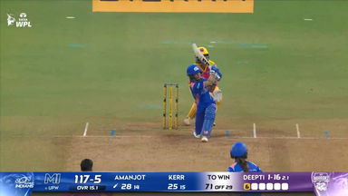 Six: Match 10, UP Warriorz vs Mumbai Indians, WPL 2026: Amanjot Kaur Six