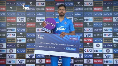 M46: MI vs DC  – Upstox most valuable Asset of the match –  Avesh Khan