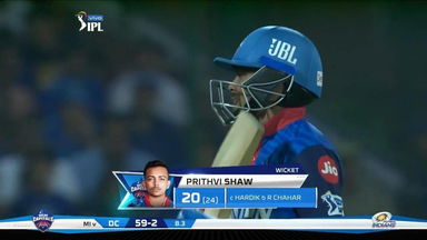 M34: DC vs MI – Prithvi Shaw Wicket