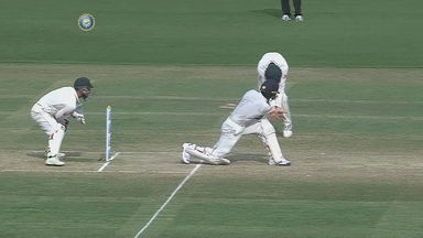 Handscomb saved by the helmet off Ajinkya's powerful hit