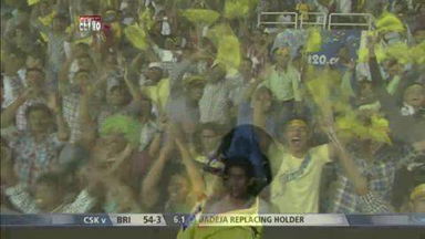 M13: CSK vs BRI –  Dan Christian c Hussey b Jadeja