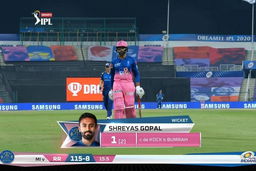 M20: MI vs RR – Shreyas Gopal Wicket