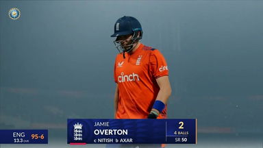 IND vs ENG 2025, 1st T20I: Jamie Overton Wicket