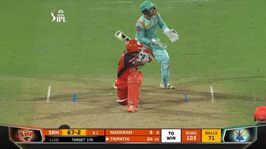 M12: SRH vs LSG – Rahul Tripathi Six