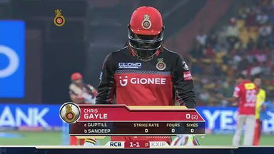 M43: RCB vs KXIP – Chris Gayle Wicket