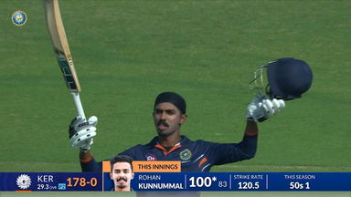 Vijay Hazare Trophy 2023 PQF2: Rohan Kunnummal sparkles in Rajkot with 120(95)