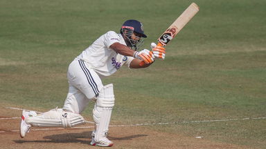 Off the mark in style: Captain Rishabh Pant smacks it for a six