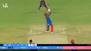 IPL 2025 M32: DC vs RR - KL Rahul Six