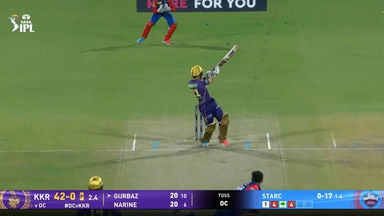 IPL 2025 M48: DC vs KKR - Rahmanullah Gurbaz Six